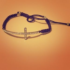 Rhinestone cross bracelet